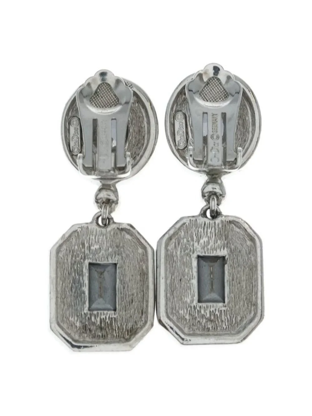 Dior Vintage Silver Earrings Clear - Picture 2 of 6